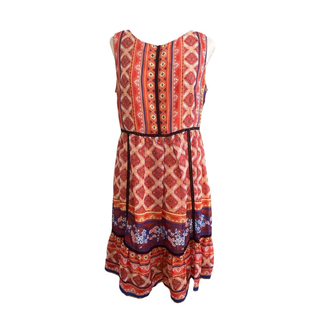 Beige by Eci dress Sz 10 orange multicolor Aztec‎